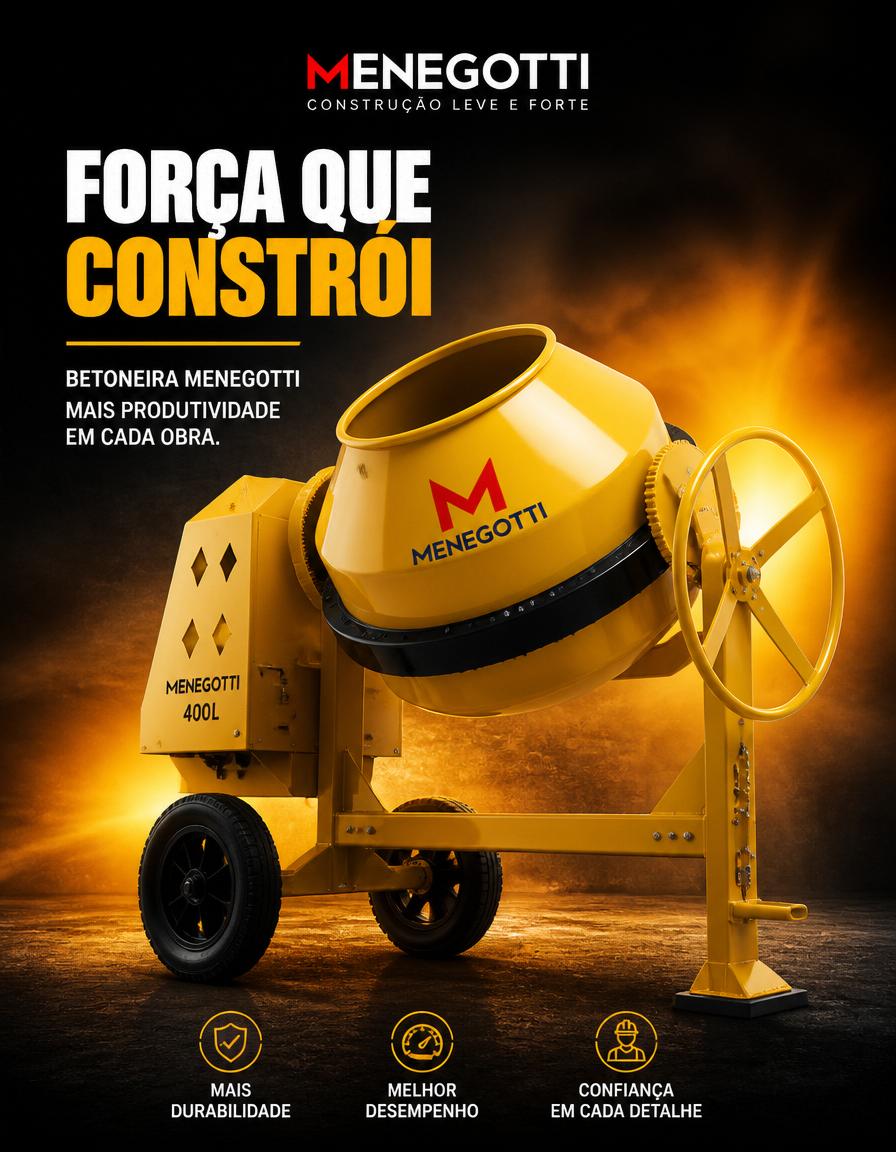 Betoneira Menegotti 400L Prime — Força que constrói
